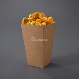 Caja de palomitas de maíz de papel marrón (fondo cuadrado)