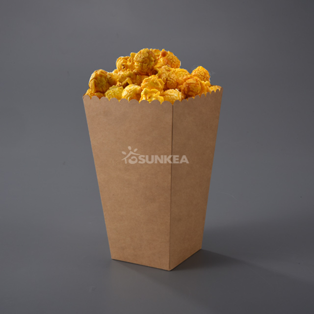 Caja de palomitas de maíz de papel marrón (fondo cuadrado)