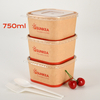 Tazón de papel de ensalada cuadrada de 750 ml