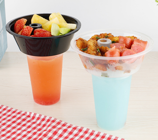  Bandeja para refrigerios 2 en 1 - para vaso de PP de Ø 9,0 cm 