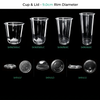  Copas de PET: 7,8 / 9,0 / 9,2 / 9,5 / 9,8 / 10,7 cm de diámetro del borde